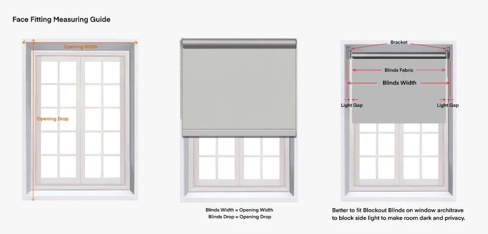 Custom made Blockout Roller Blinds - Grey